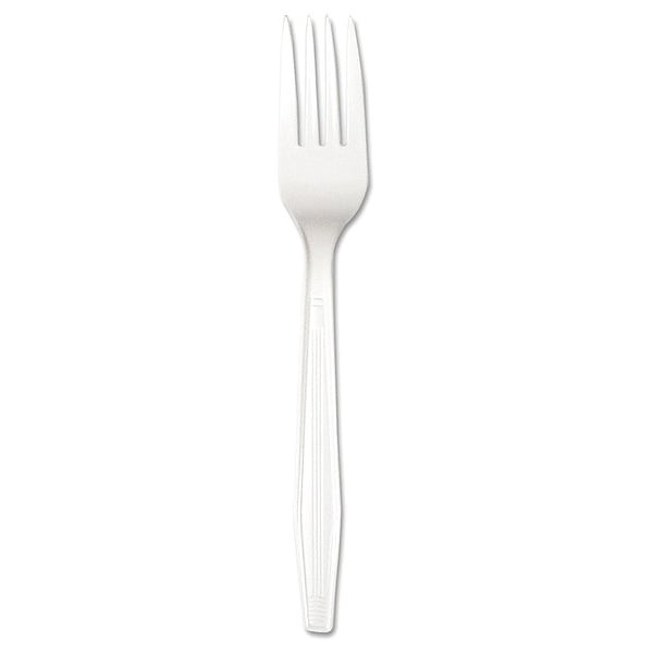 Disposable Fork, White, Plastic, Pk1000, Wrapped/Unwrapped: Unwrapped, Bwkforkhw