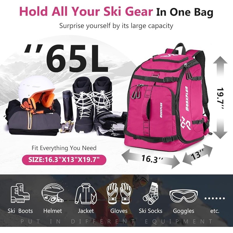 Ski Boot Backpack Waterproof Durable W/ Extra Pockets Helmets Accessories New