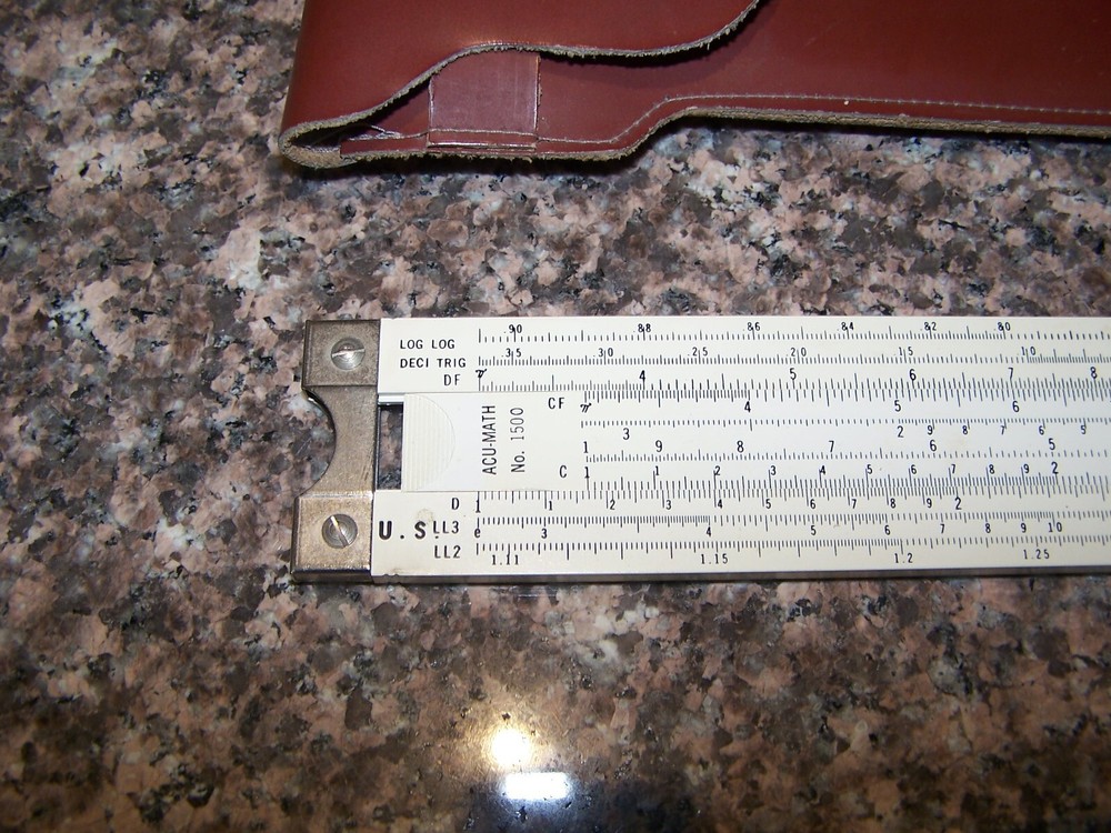 Acu-Math No. 1500 12-1/2" Plastic Slide Rule with case