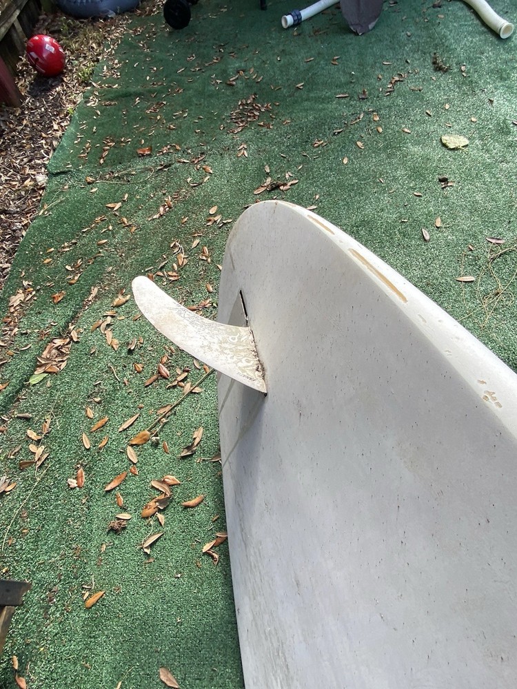 White Longboard Surfboard with Single Fin