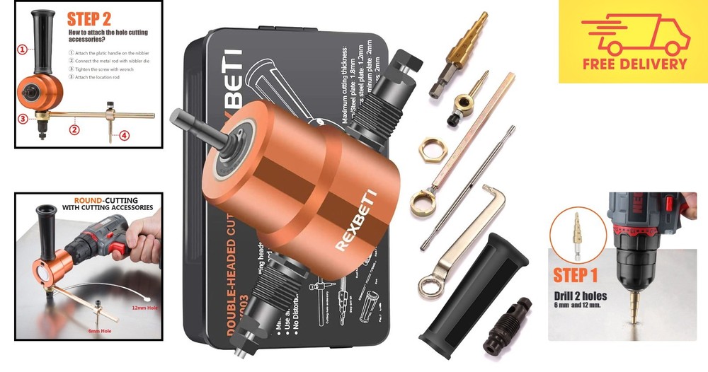 Versatile Double Headed Nibbler - Ultimate Drill Attachment for All Materials