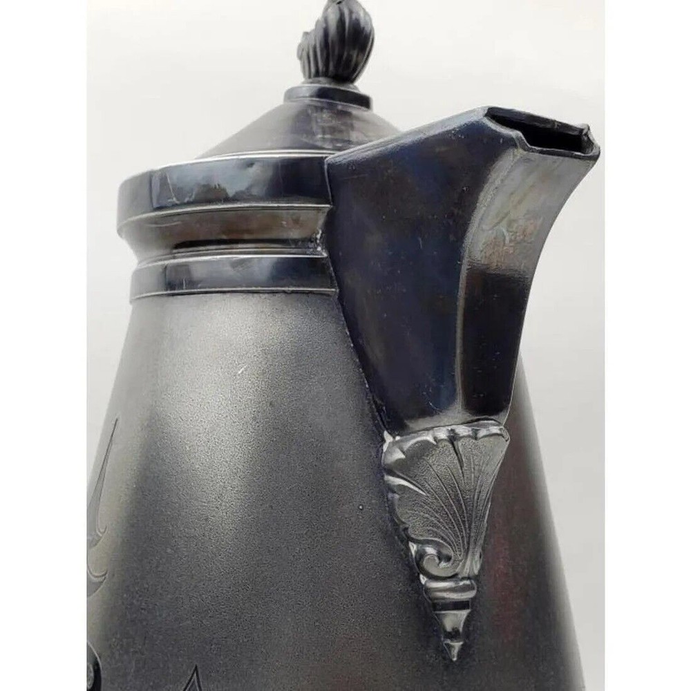 1800s Wilcox Cuadruple Plated Carafe Ceramic Lined Inside