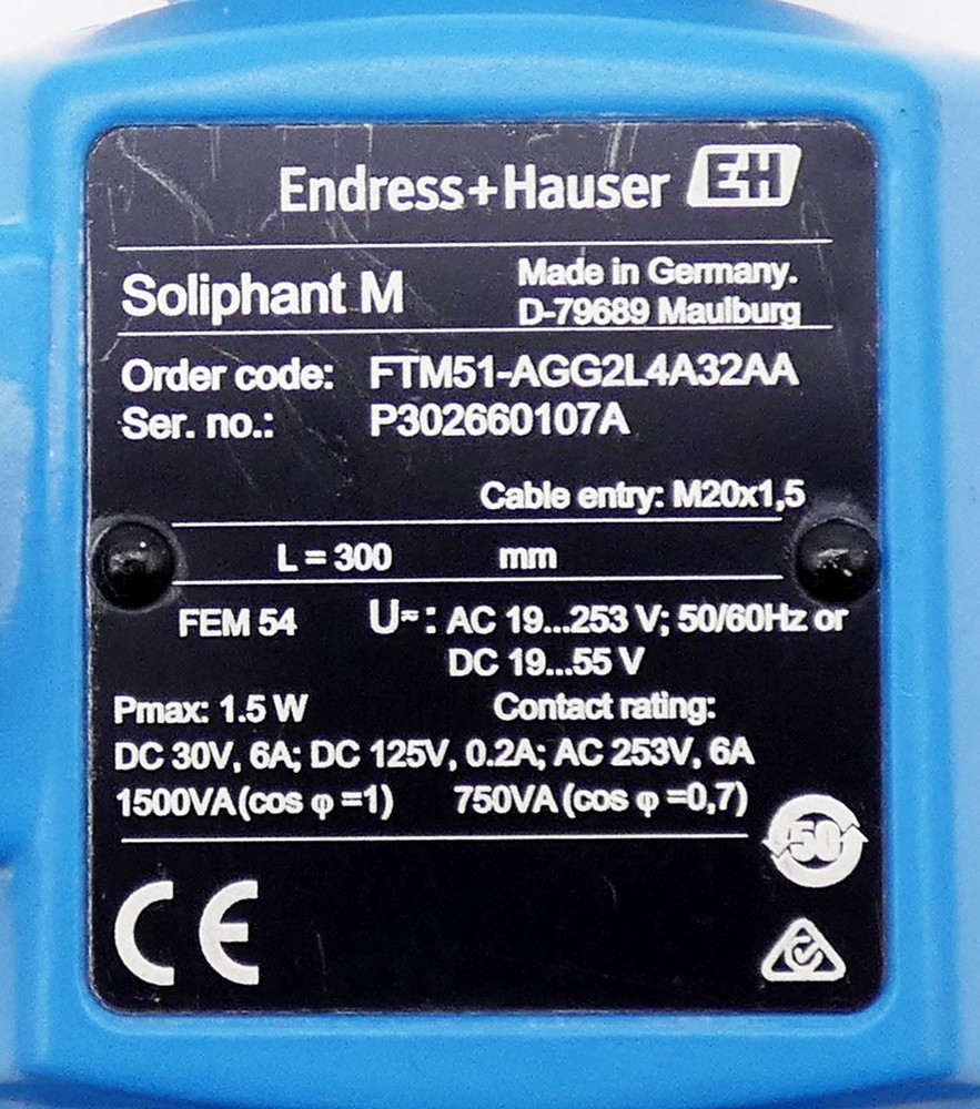 Endress+Hauser Soliphant M FTM51-AGG2L4A32AA 300mm Level Limit Switch -used-