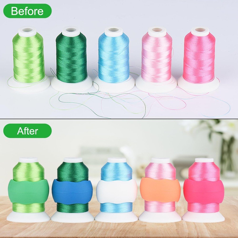 28 Assorted Janome Colors Embroidery Machine Thread with Floss Spool Savers 5...