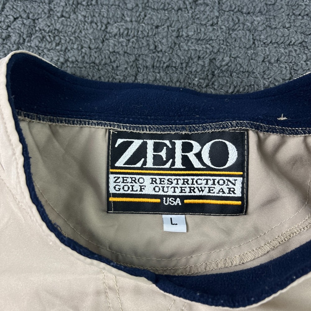 Zero Restriction Jacket Mens Large Beige Windbreaker Golf V-Neck Pullover