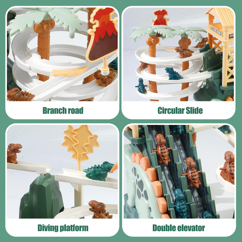 Dinosaur Climbing Slide Toy with Interactive Race Track