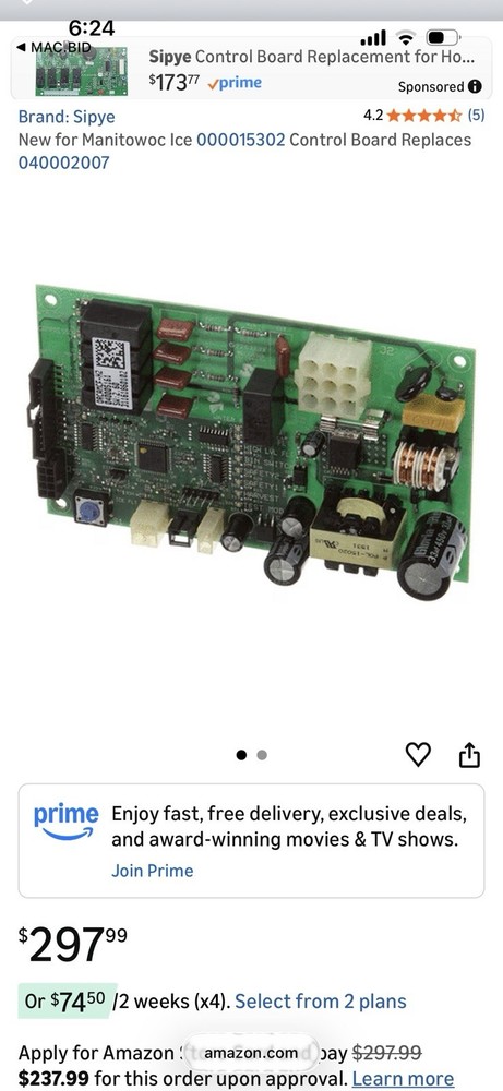 Control Board For Manitowoc Ice Machine 000015302