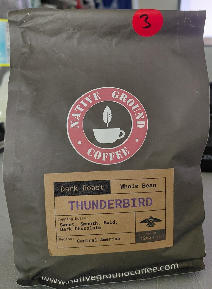 NATIVE GROUND COFEE Thunderbird (Dark Roast) Whole Bean 12 oz *SEALED*