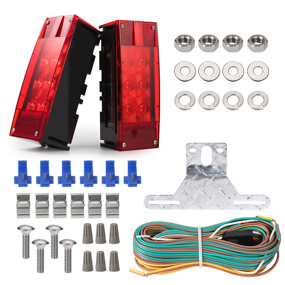 Rectangle LED Submersible Low Profile Trailer Lights Kit Stop Brake Boat Marine