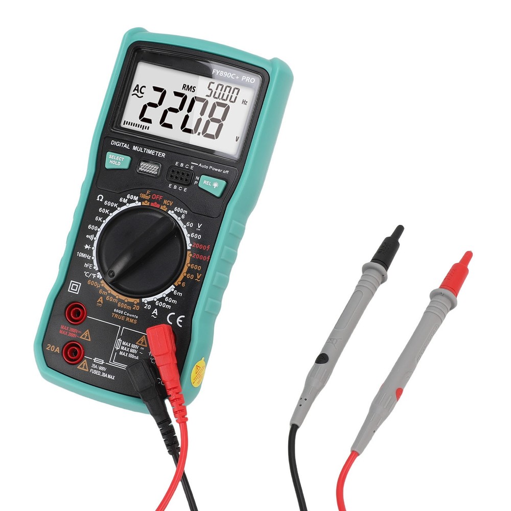 Digital Multimeter 6000 Counts Tester 2000V Voltage Current Capacitance Testing