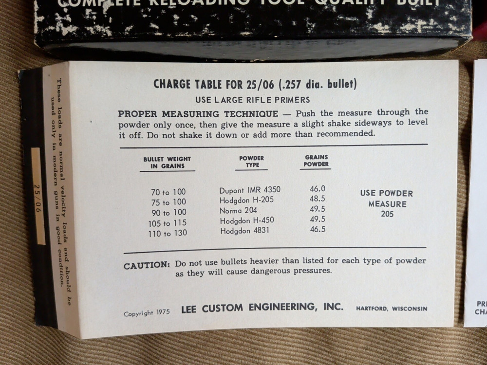 Vintage Lee Loader 25/06 Remington Rifle Complete Reloading Tool