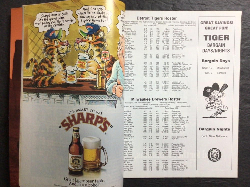 1987 DETROIT TIGERS ~ Program/ Scorecard ~ Not scored ~ REAL NICE SHAPE!