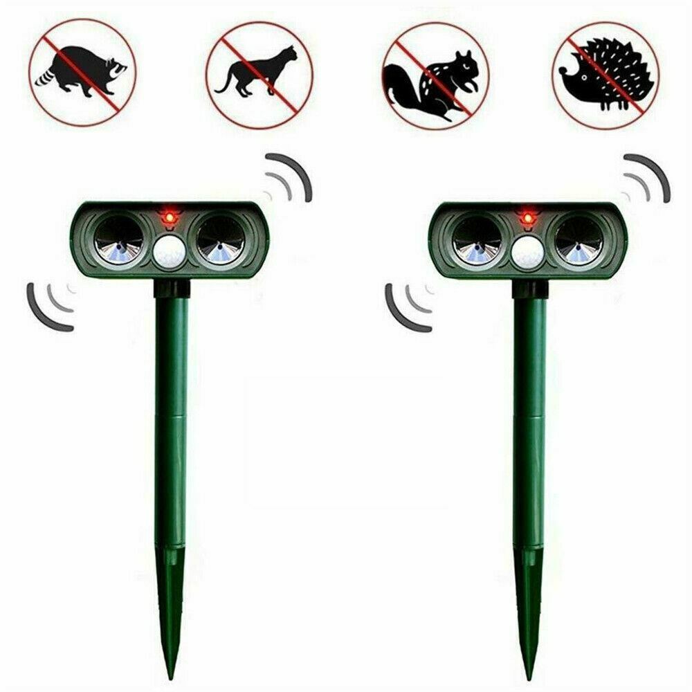 2-Pack Solar-Powered Ultrasonic Animal & Pest Repeller with Motion Sensor