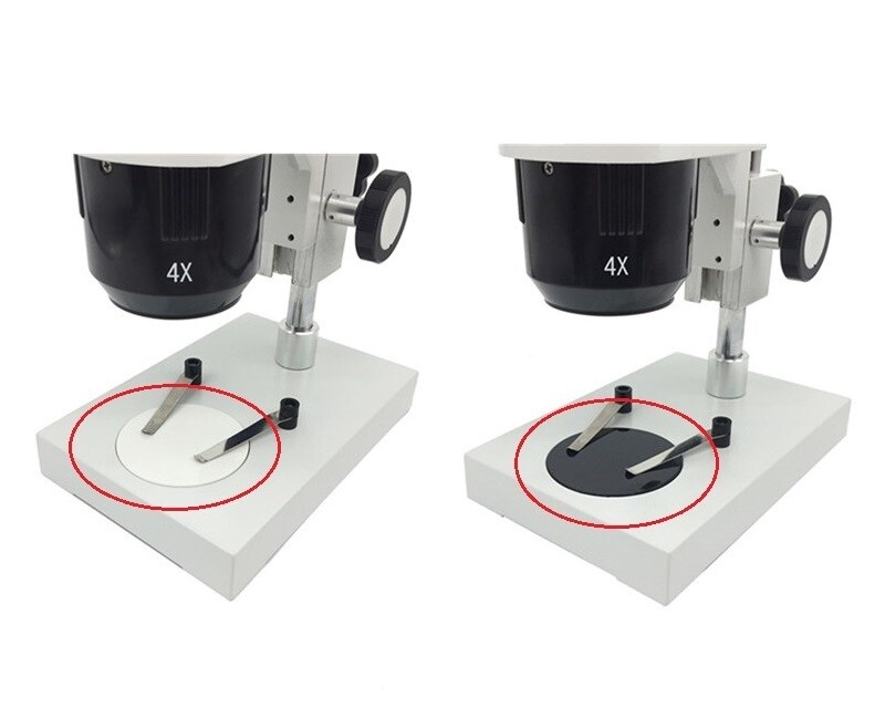 Stereo Microscope White Black Working Board Bottom Working Stage Round Plastic