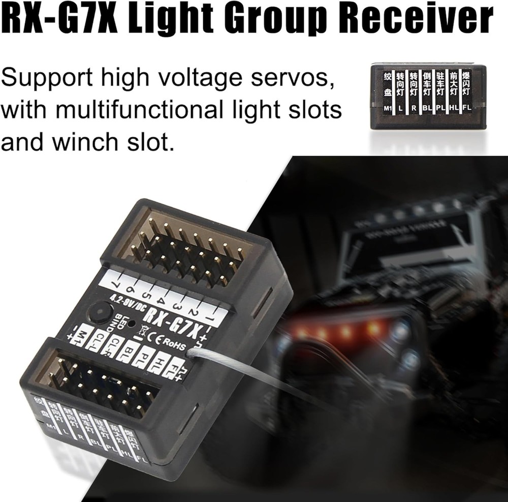 NEEBRC 7 Channels RC Transmitter with Receiver Built-in Light Control System ...