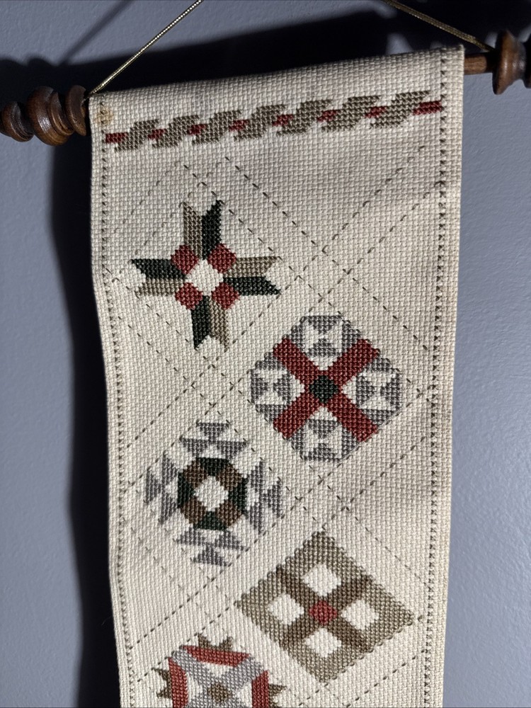 Vtg Thread Connections Needlepoint Sampler Wall Hanger Framed Decorative 1988