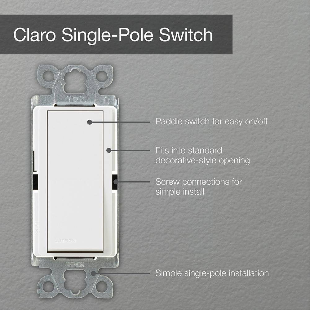 Claro On/Off Switch, 15 Amp/Single Pole, Gray (CA-1PS-GR)
