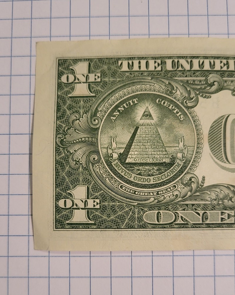 $1 ONE US DOLLAR BILL NOTE MISCUT MISALIGNED OFF CENTER ERROR FANCY SERIAL #