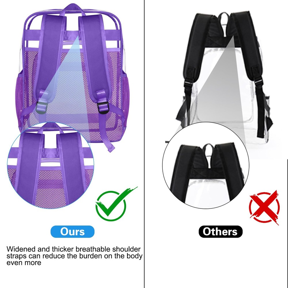 Clear BackpackSturdy Shape Heavy Duty Large Clear Backpack for Stadium Work T...