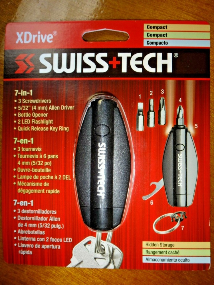 SWISS TECH X-DRIVE 7-in-1 COMPACT DRIVER TOOL PHILLIPS & FLAT SCREWDRIVERS NEW