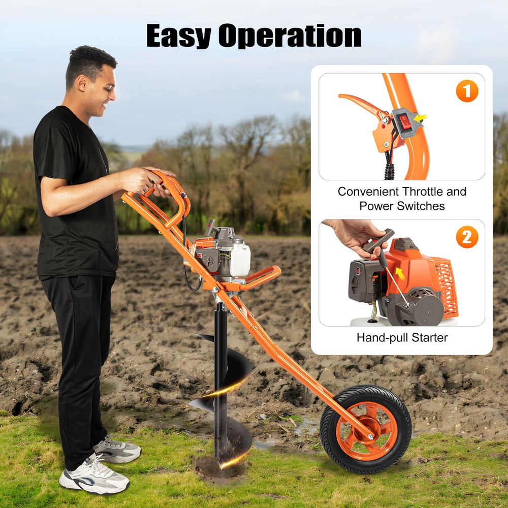 63CC 3HP 2-Stroke Digger Ground Auger Post Hole Drilling Borer Machine & 11" Bit