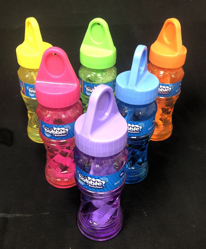 Bubbles Solution 6 - 4oz Bottles, Assorted Colors
