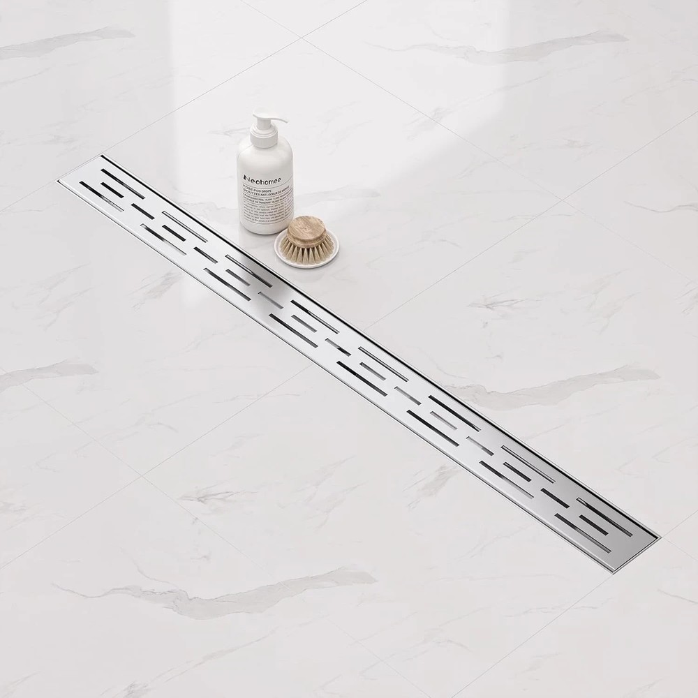 Brushed Stainless Steel 32-Inch Linear Shower Drain with Brick Pattern Grate 🛁