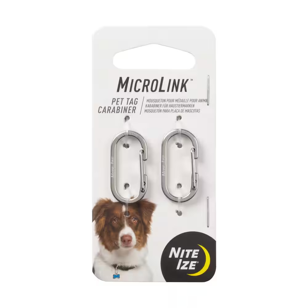 Microlink Pet Tag Carabiner - Stainless (2-Pack)