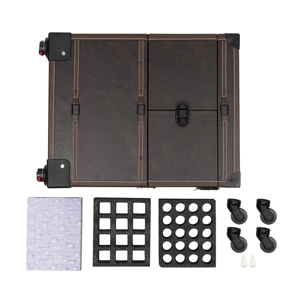 Rectangular Rolling Makeup Train Case Trolley Cosmetic Organizer Box with Mirror