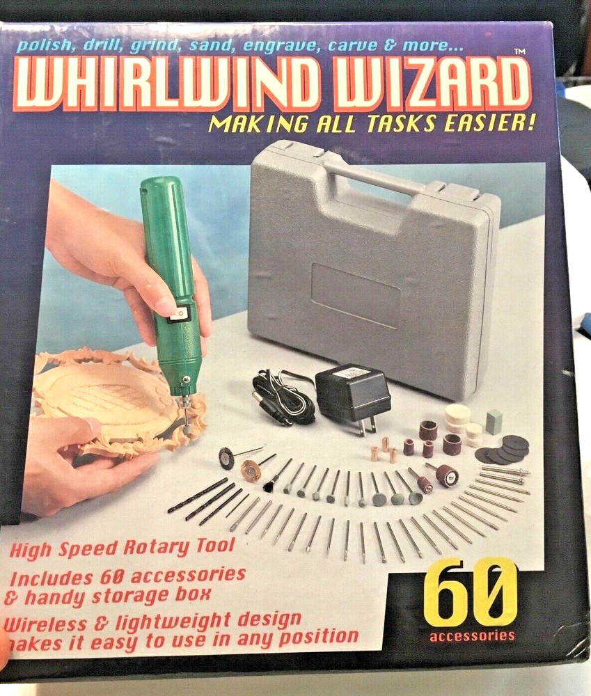 High Speed Rotary Tool with 60 Accessories - Whirlwind Wizard - NEW