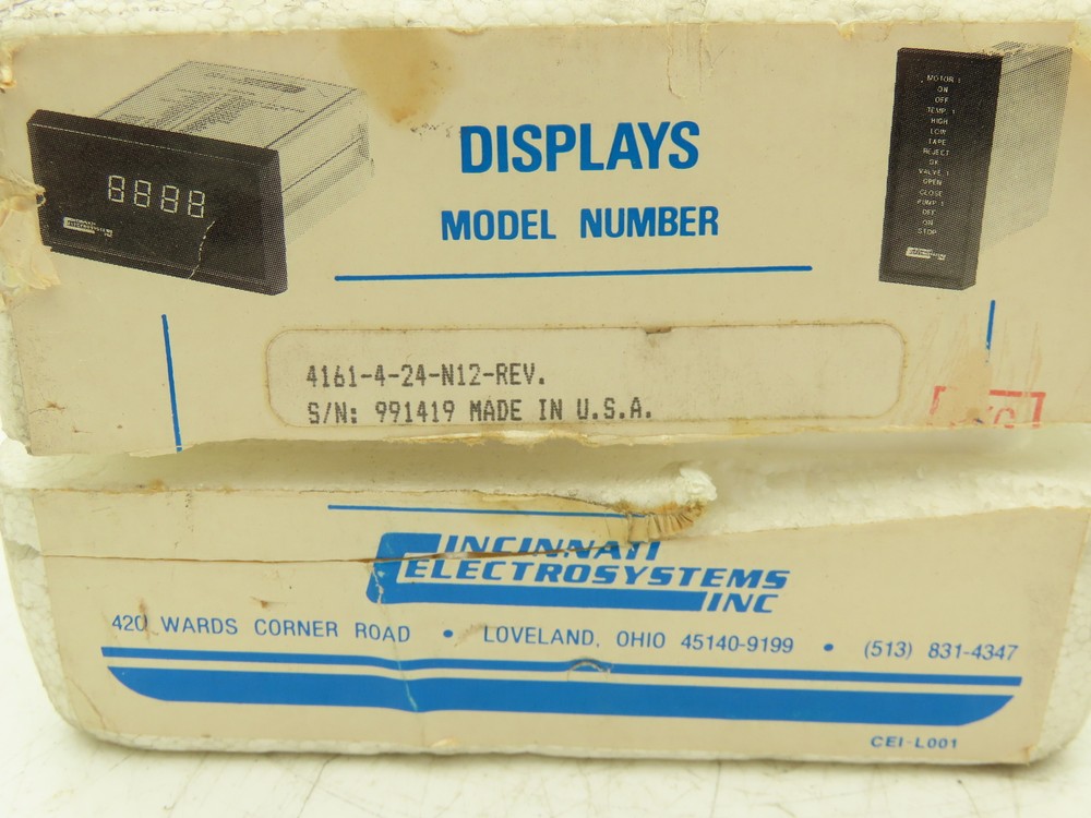 Cincinnati 4161-4-24-N12-REV 4-Digit LED Panel Display 24VDC