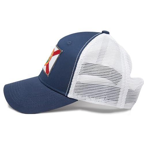 Florida State Flag Trucker Cap, Baseball, Snapback (Navy)