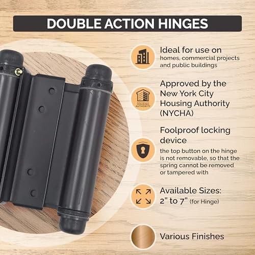 Adjustable Double Action Spring Hinge, Saloon, Swinging or Cafe 6 Inch Brass