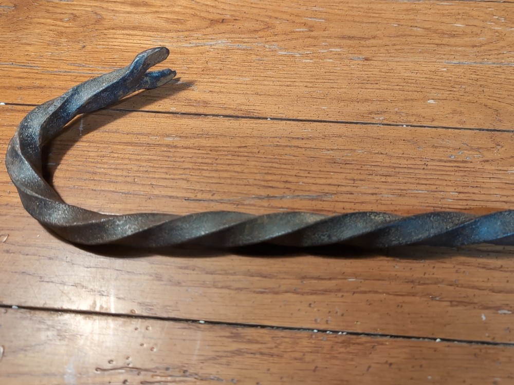 Antique Blacksmith Hand Forged Twisted Wrought Iron Crowbar.