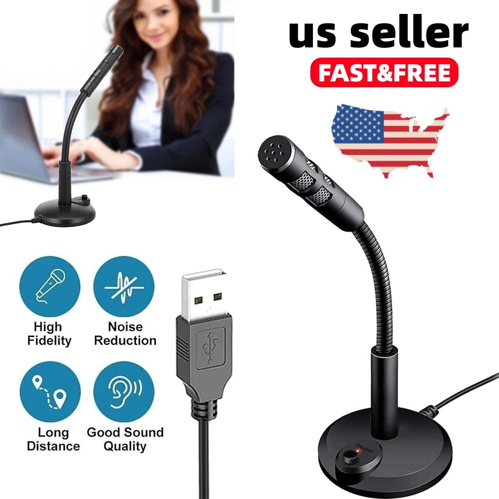 Mini USB Condenser Microphone with Stand - Plug & Play for PC/Laptop/Mac