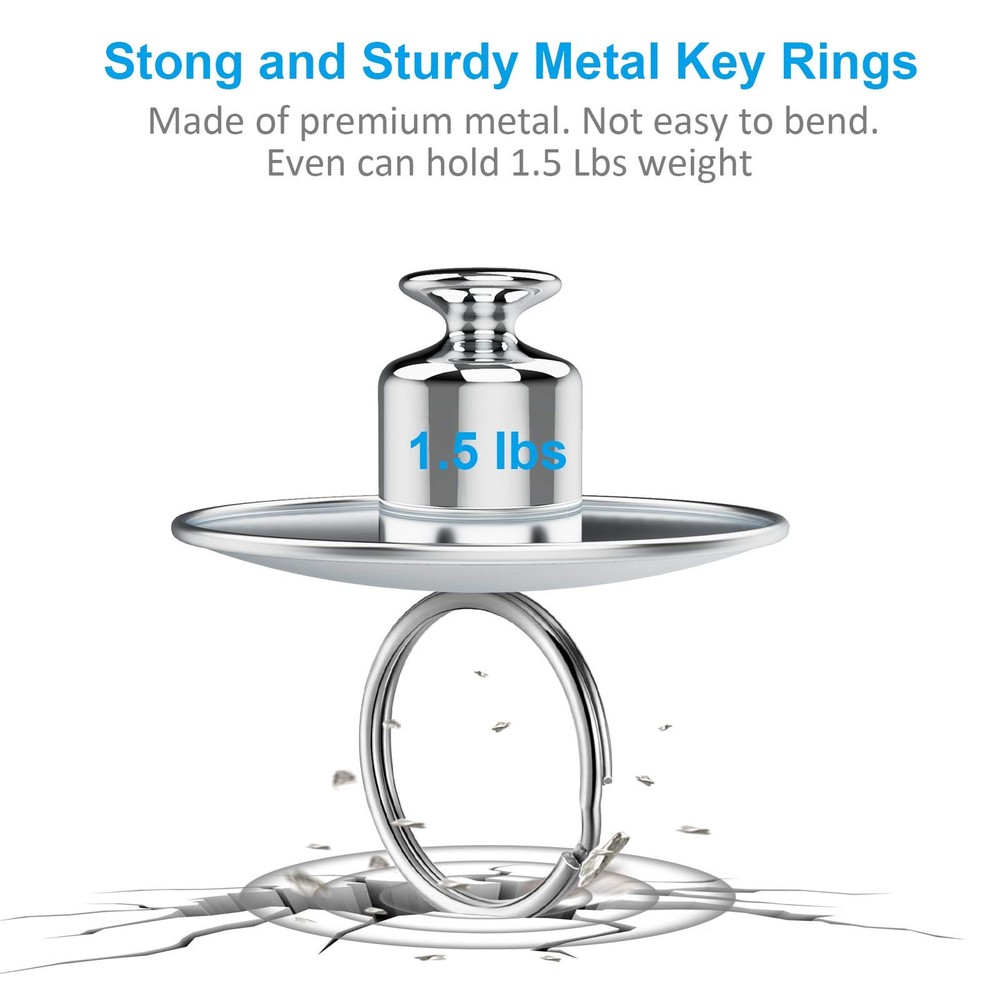 Split Key Ring Circle Assorted, Metal Keyring Durable in 5 Sizes