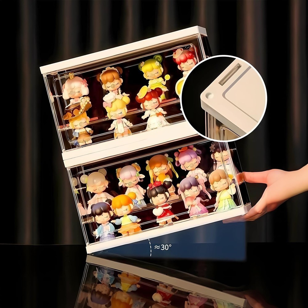 Acrylic Display Case with Shelves Stackable Collectibles Organizer for Blind ...