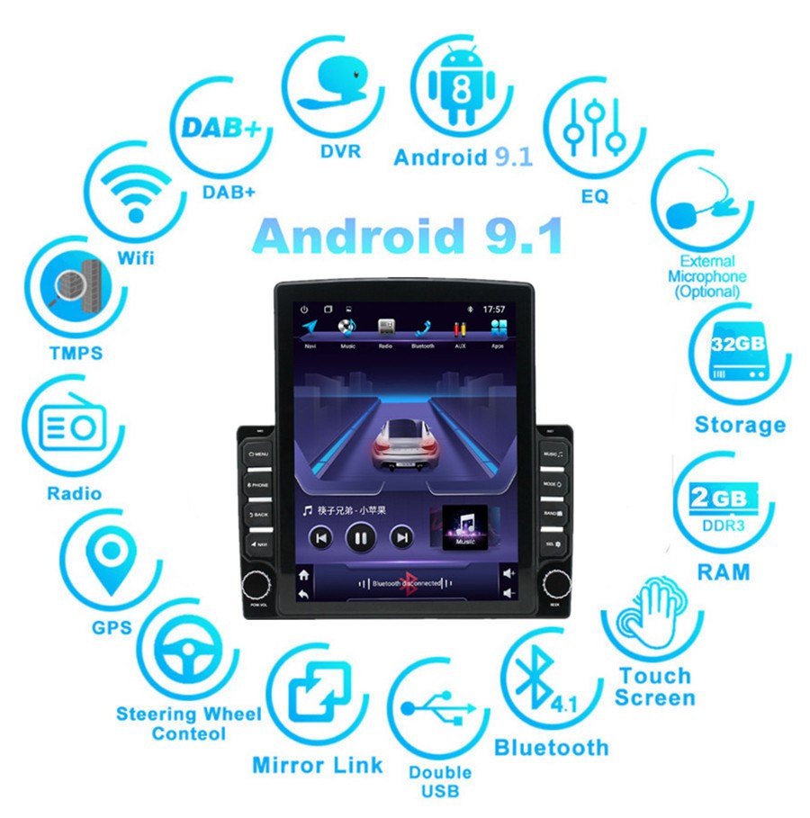 Touch Screen Car Stereo Radio Bluetooth GPS Navigation WIFI Multimedia Player