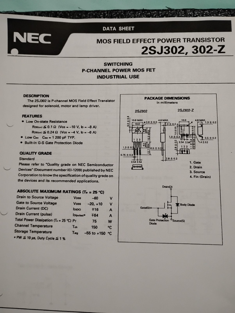 2SJ302 P-Channel MOSFET by NEC Qty-2