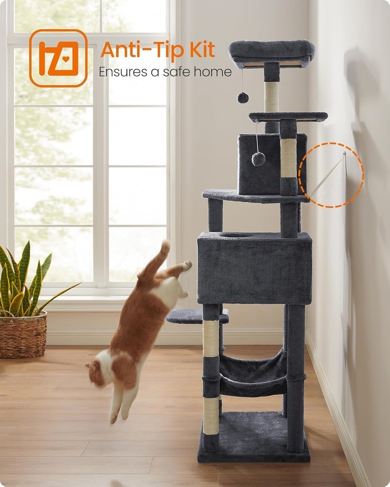 Sturdy Multi-Level Cat Tree with Dual Perches and Scratching Posts - 73.2-Inch