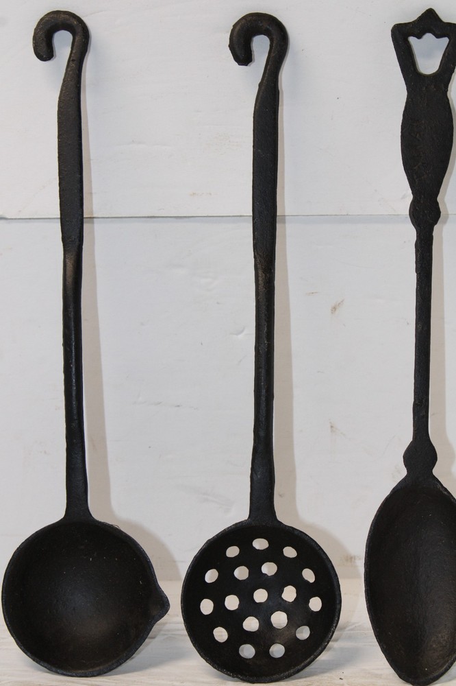 Set of 3 Cast Iron Early American Kitchen Tools