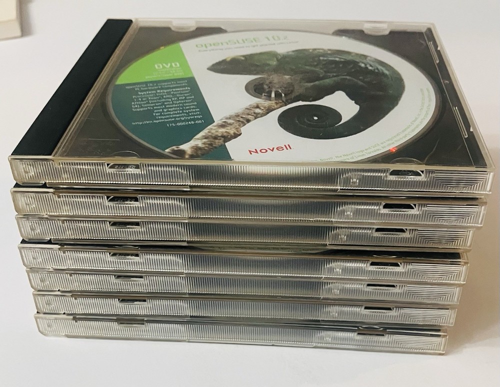openSUSE 10.2 Linux Install Set (7-Disc Set) DVD + CDs 1–6 Novell 32/64-bit