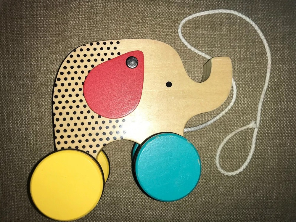 Jumping Petit Collage Jumbo Elephant Wood Pull Toy