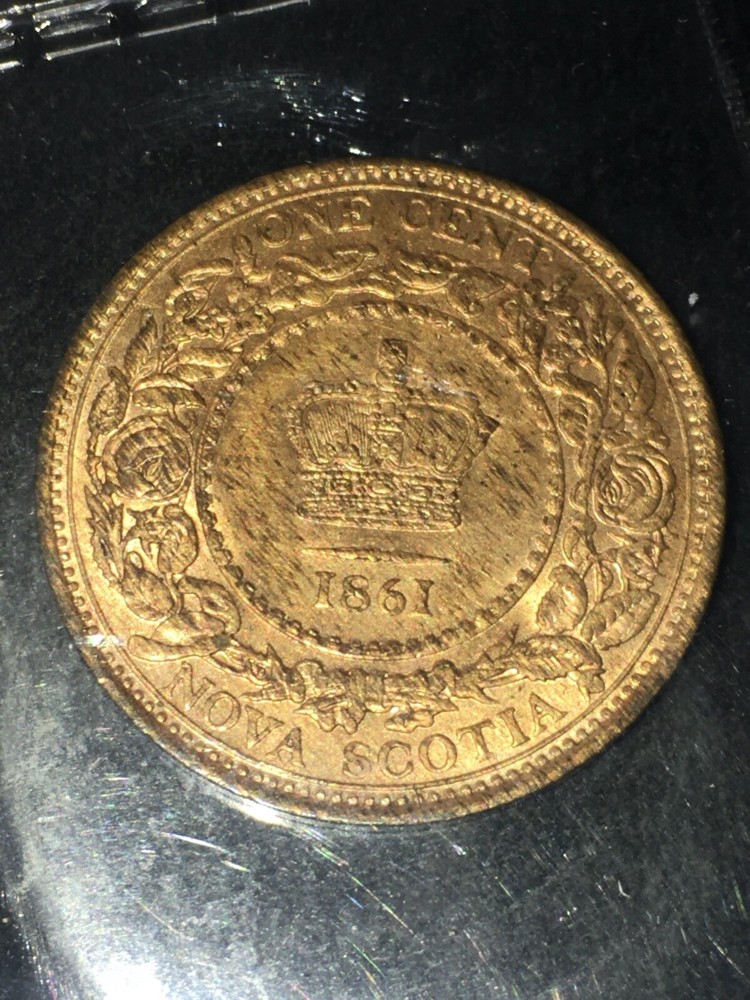 1861 Nova Scotia, 1 Cent Large Bud, ICCS Graded, **MS-64**