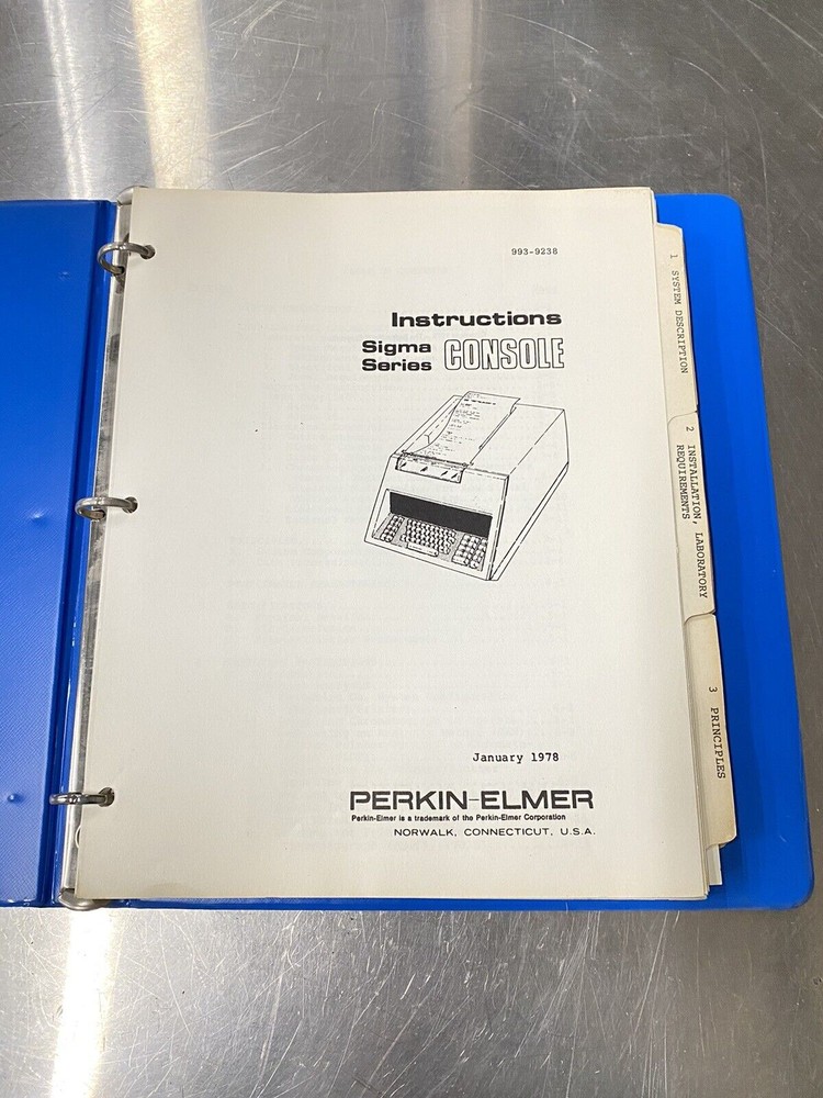 Perkin Elmer Sigma 1 Analyzer Console - Users Guide / Instructions Manual