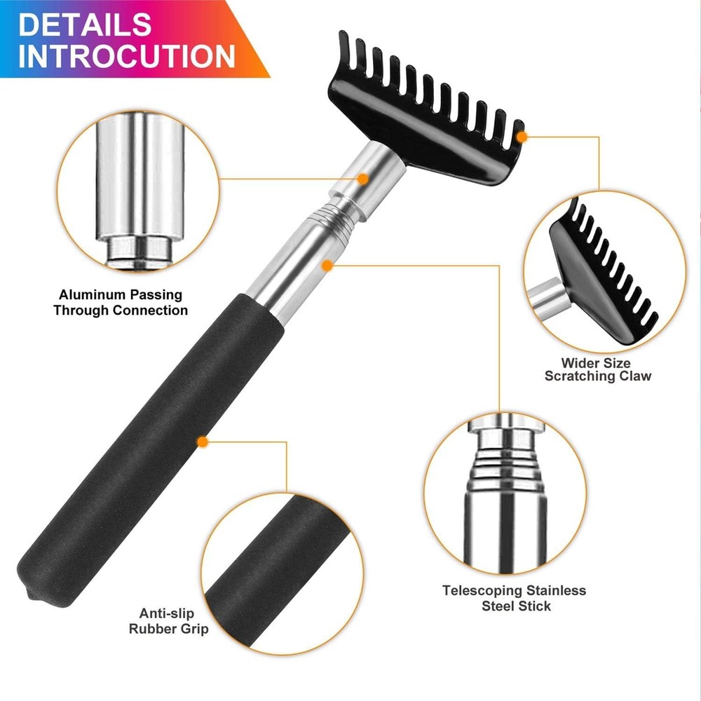 Oversized Back Scratcher Gift Set, 2 Pack, Portable Extendable Black-002pack