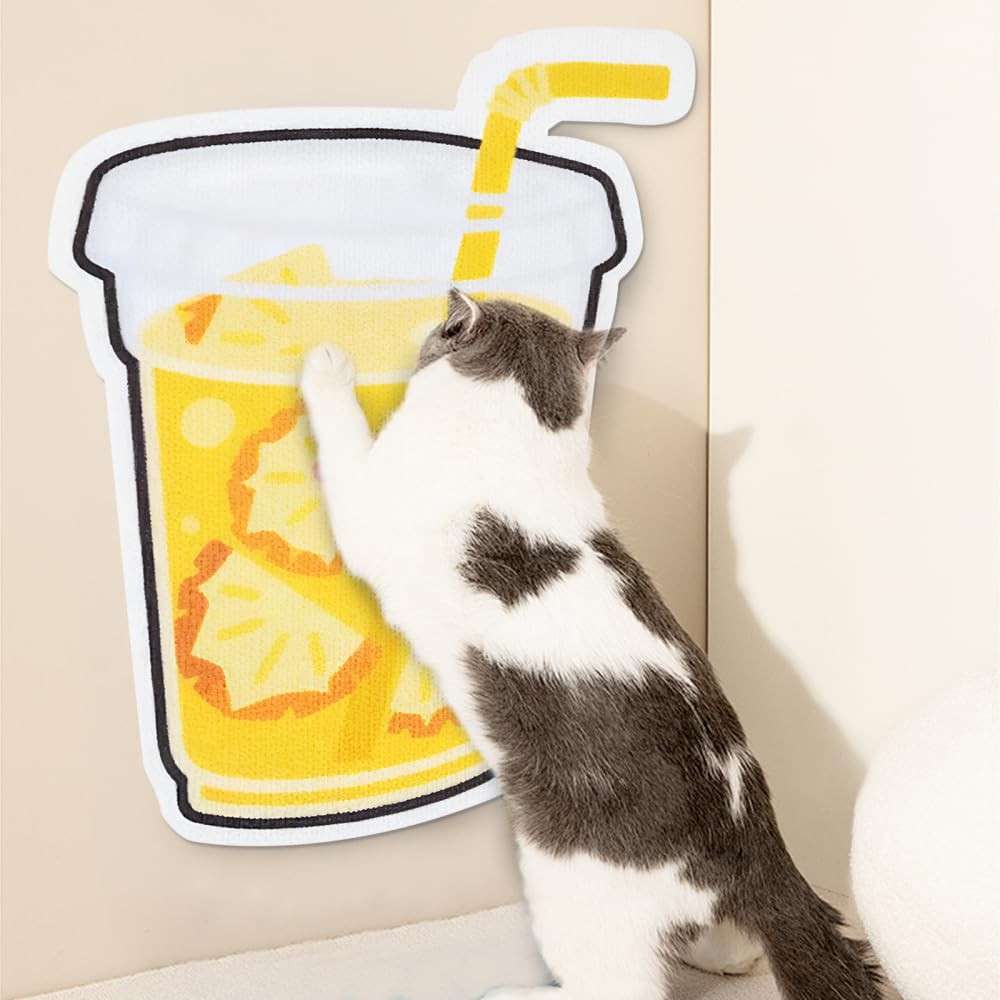 Wall Mounted Cat Scratcher,Cute Fruit Tea Pattern Cat Scratching Board Adhesi...