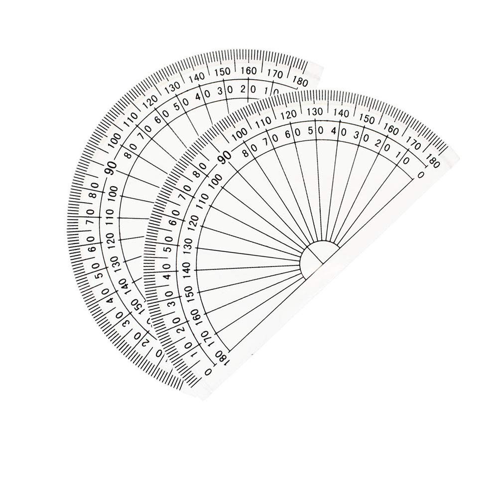 2 PCS Plastic Protractor 4 Inch Student Math Clear Protractors