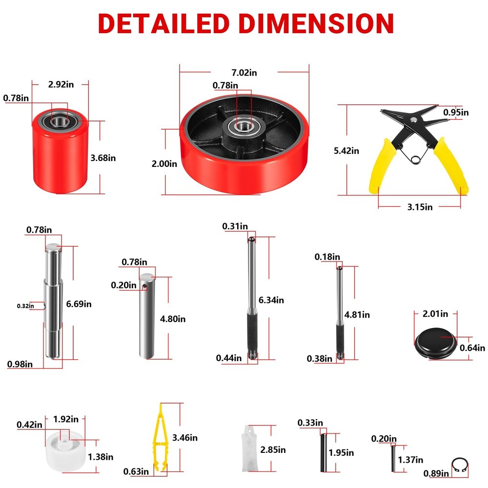 Pallet Jack/Truck Full Wheel Replacement Kit Include Installation Tool -US Stock