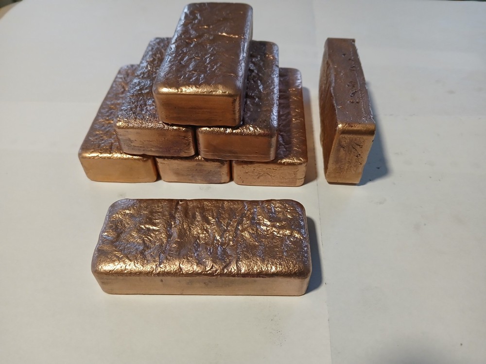 Copper loaf bars, brushed and polished finish